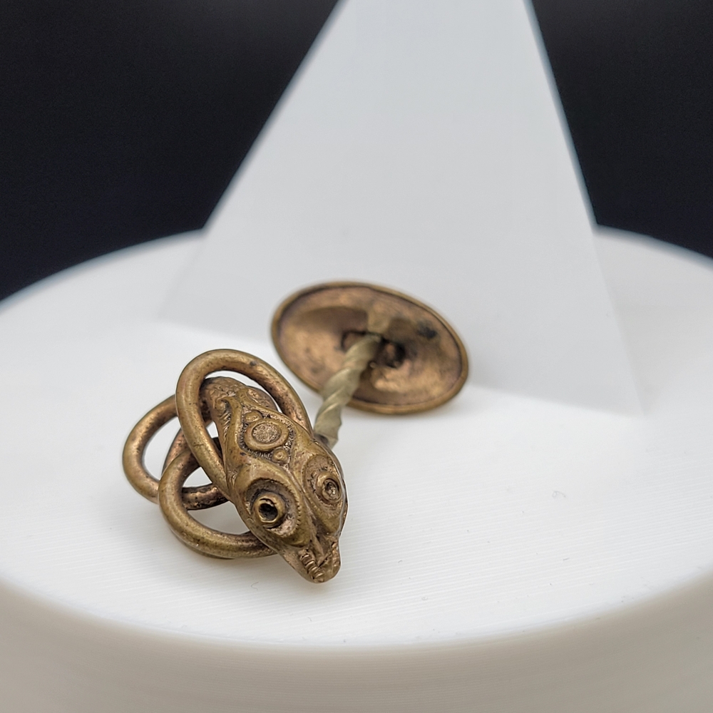 Rare Antique Late Victorian Serpent Brass Single Cufflink Circa 1890